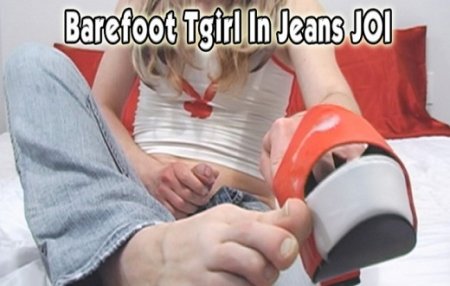 Jessica Sweet :  Barefoot Tgirl In Jeans JOI